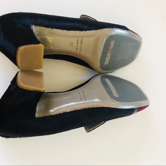 Roberto Del Carlo Maroon/BLK Loafers heels Size 7 - Picture 5 of 7